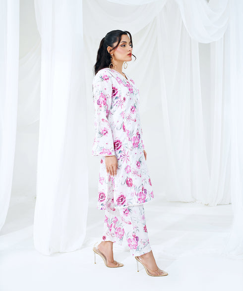 Rosy Oasis - Printed Lawn (PRET) - Stitched 2 Piece